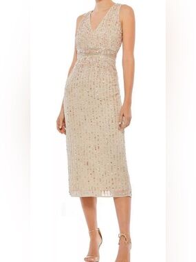 Mac Duggal Embellished Sequin Midi Dress